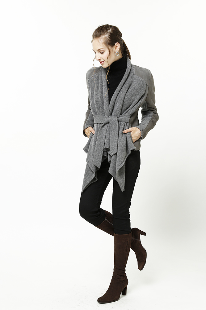 ムートン　ラム×ウールニットジャケット