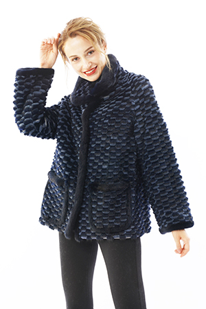 ミンクジャケット　リバーシブル　ネイビー