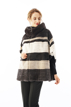 ミンクハーフコート　ミックス